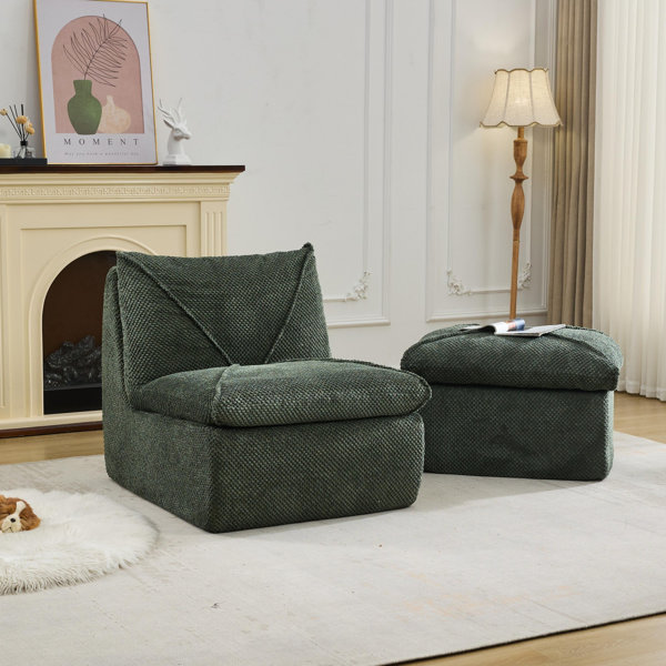 Armless chair and ottoman discount